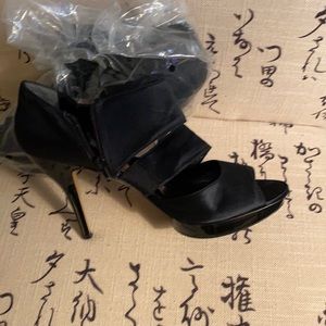 Women black satin heels. Great for any occasion